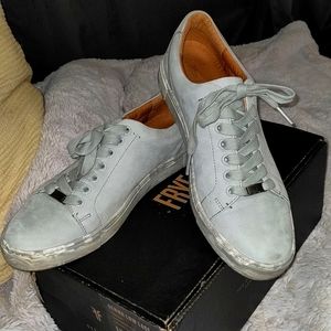 Frye Gemma low lace casual sneakers, charcoal with marbled sole, size 9